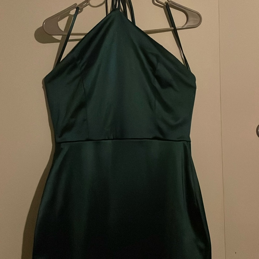 Emerald green halter formal gown